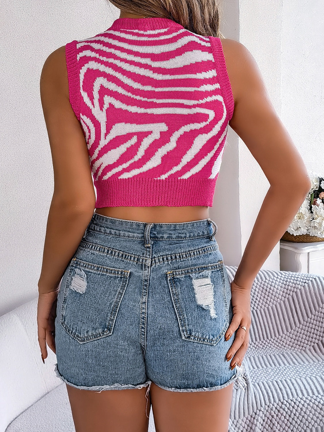 Zebra Print Cutout Tank