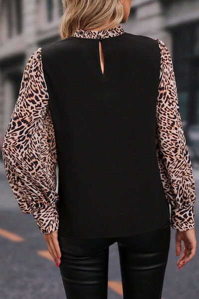 Leopard Sleeve Blouse