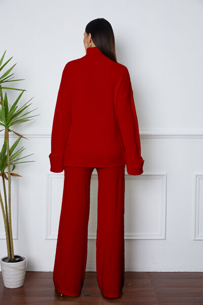 Turtleneck Asymmetrical Sweater Set
