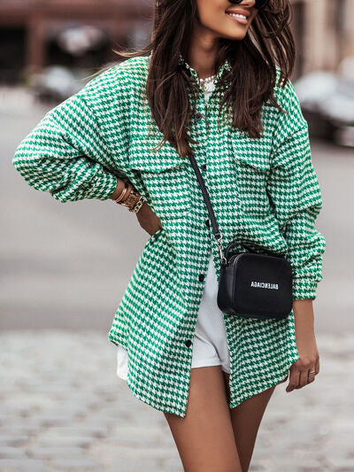 Houndstooth Dropped Shoulder Jacket
