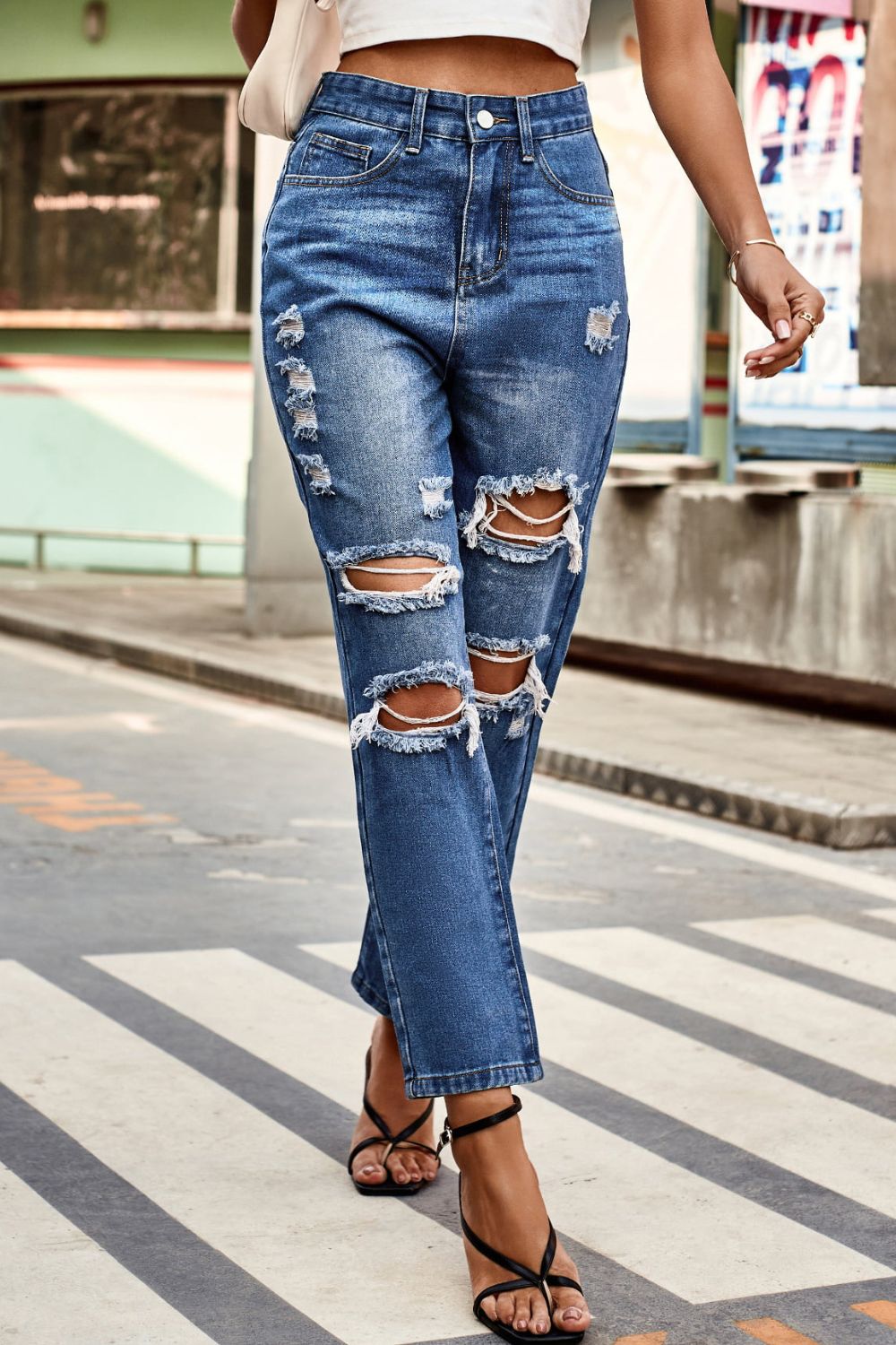 Super Distressed Mom Jeans