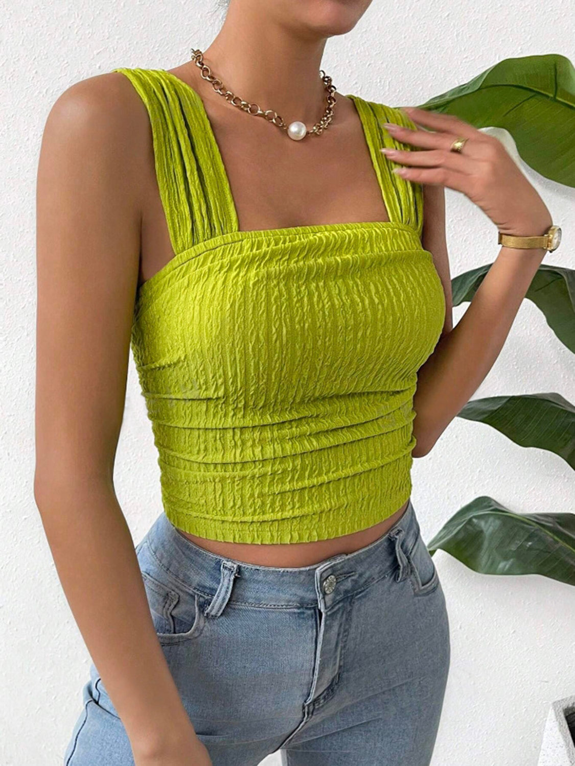 Textured Square Neck Tank