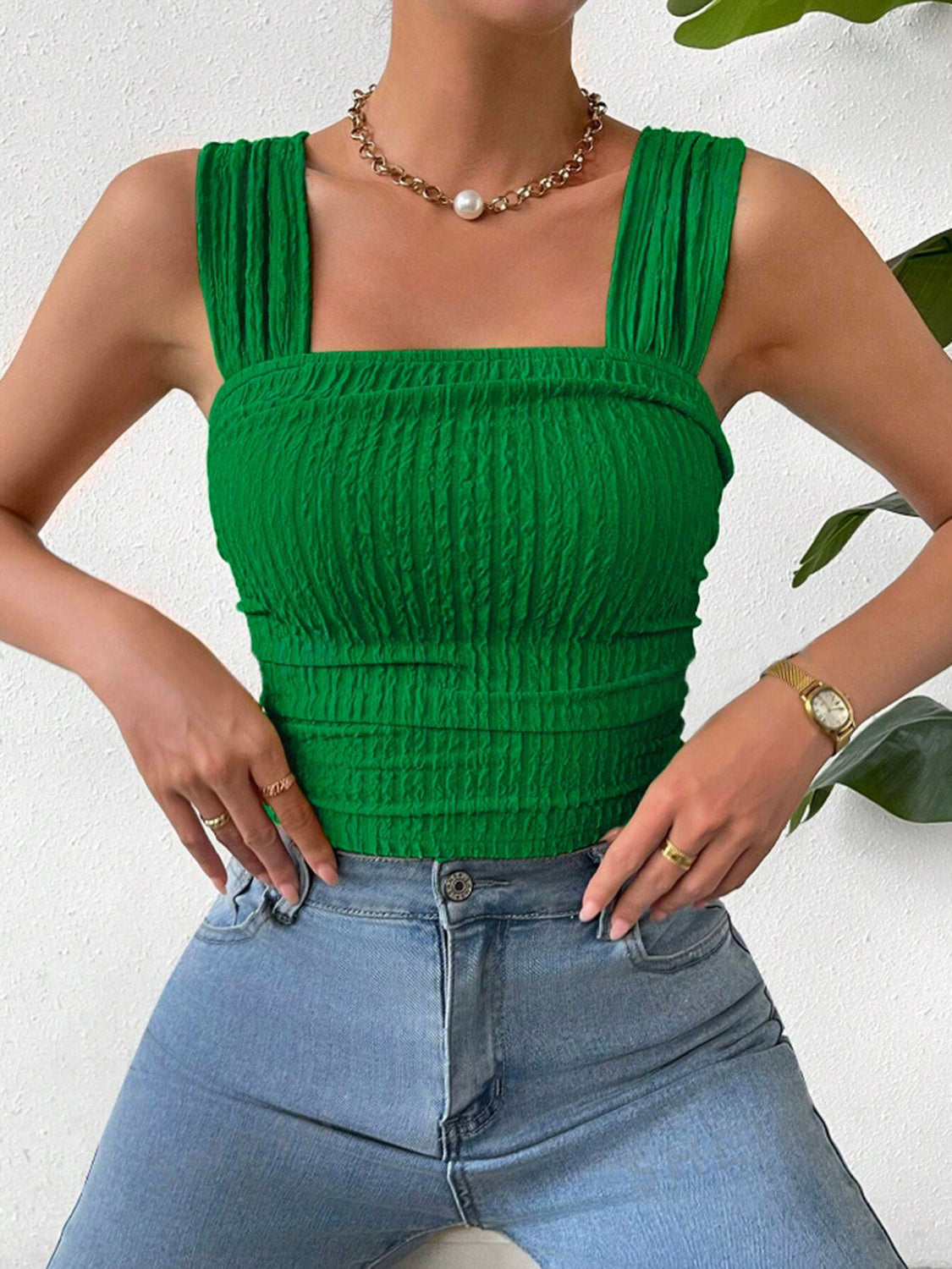 Textured Square Neck Tank