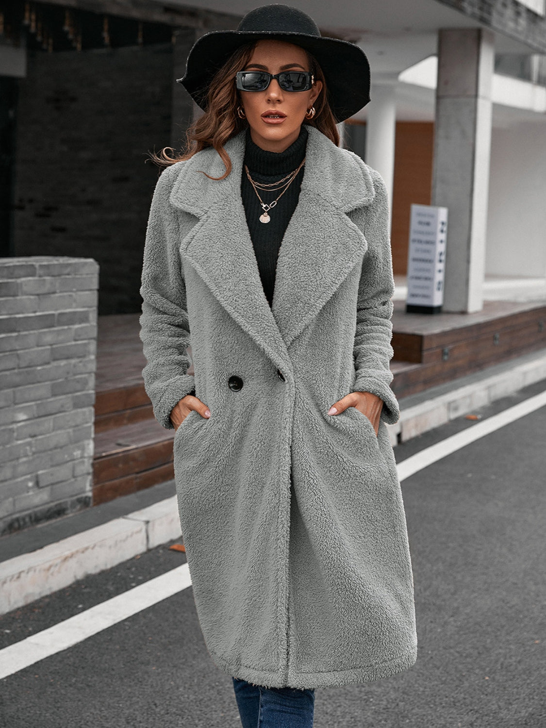 Collared Neck Teddy Coat