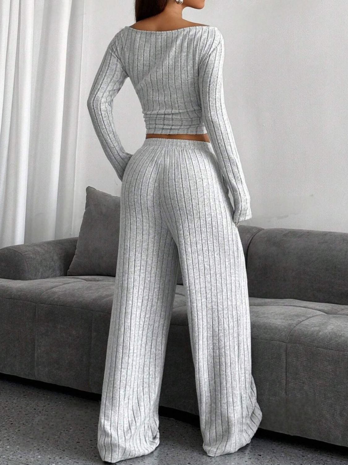Ribbed Off-Shoulder Set