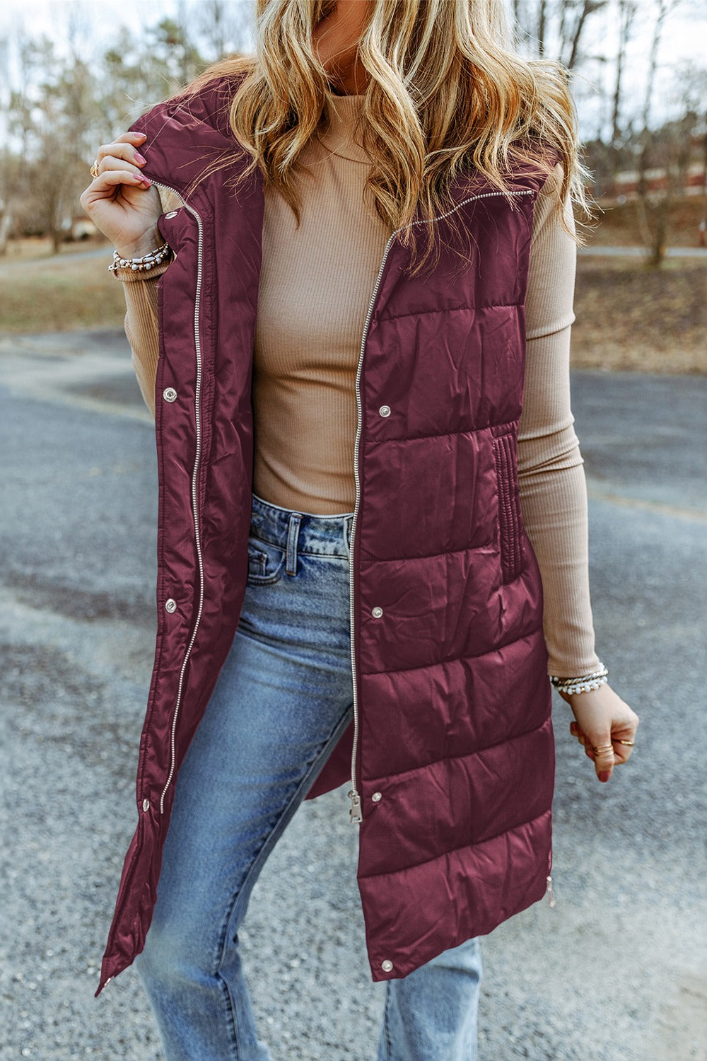 Longline Hooded Puffer Vest