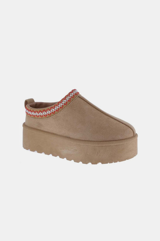 UGG Inspired Platform Slipper Boots - Tan
