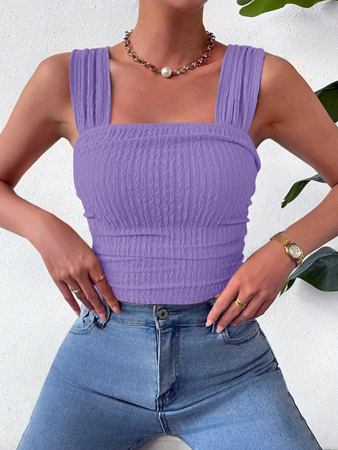 Textured Square Neck Tank