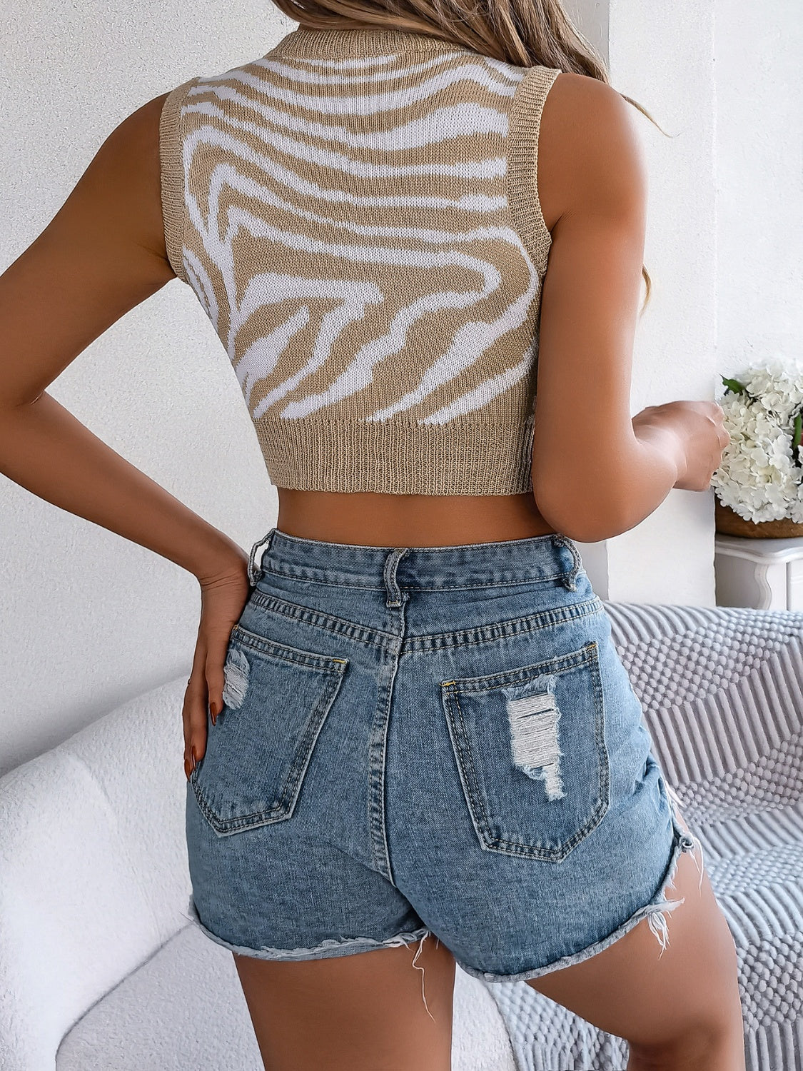 Zebra Print Cutout Tank
