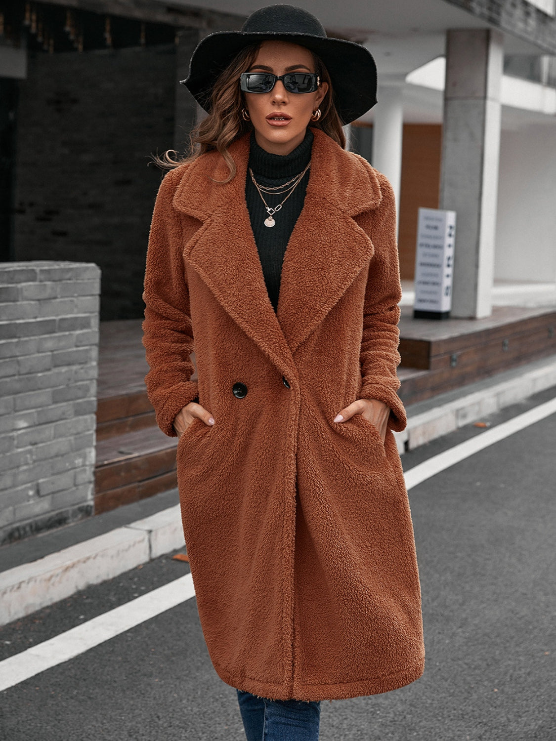 Collared Neck Teddy Coat