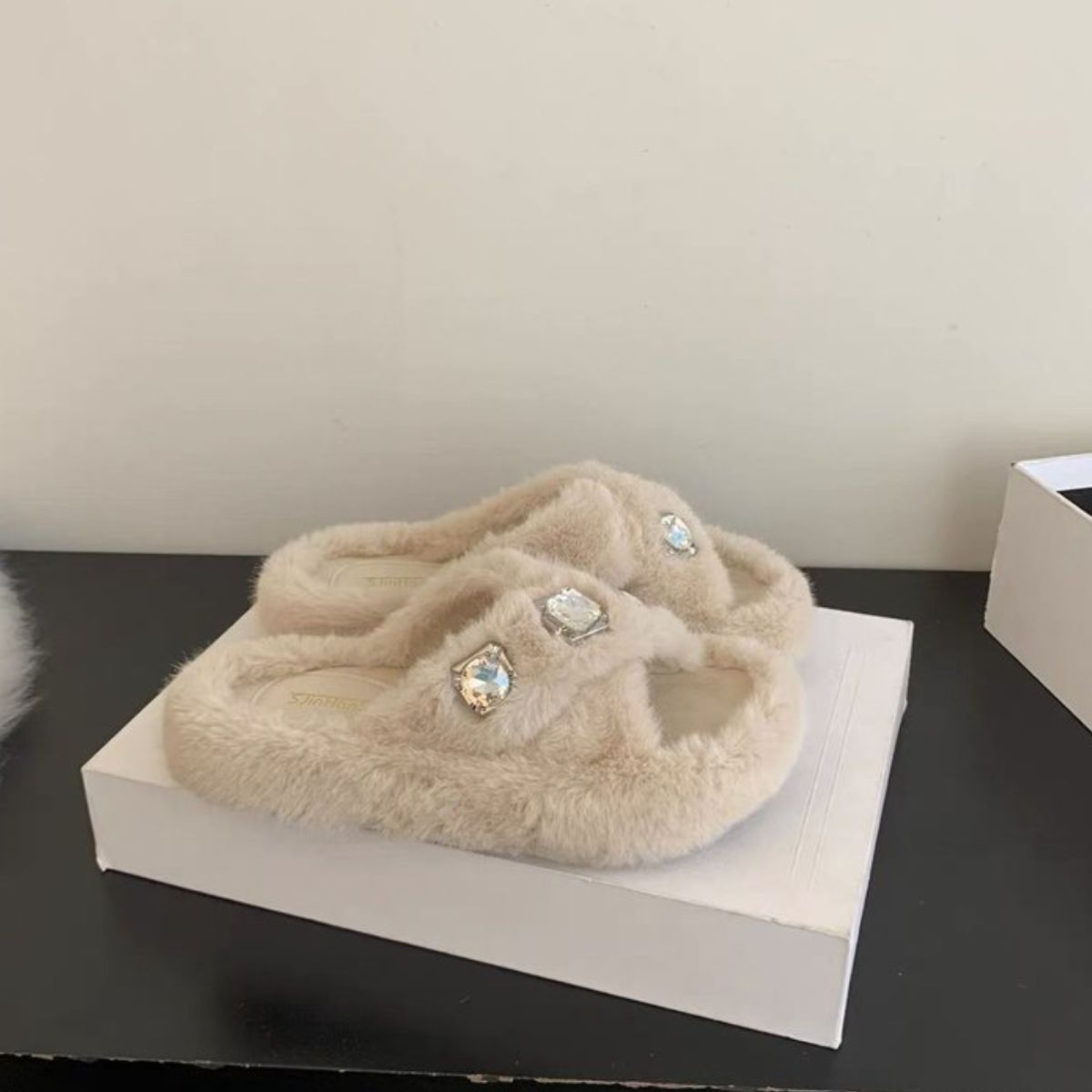 Crisscross Rhinestone Slippers