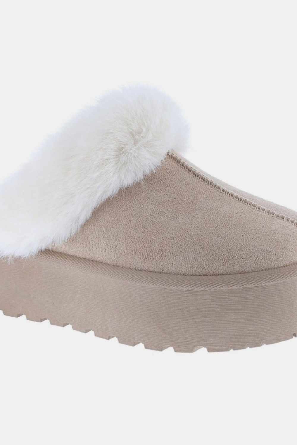UGG Inspired Fur Trim Slippers - Taupe