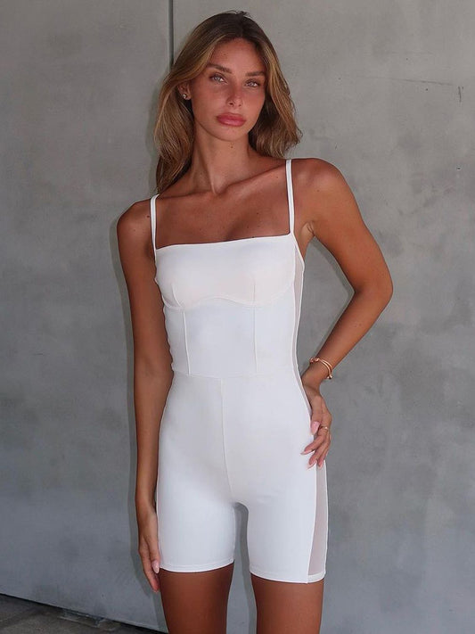 Square Neck White Romper