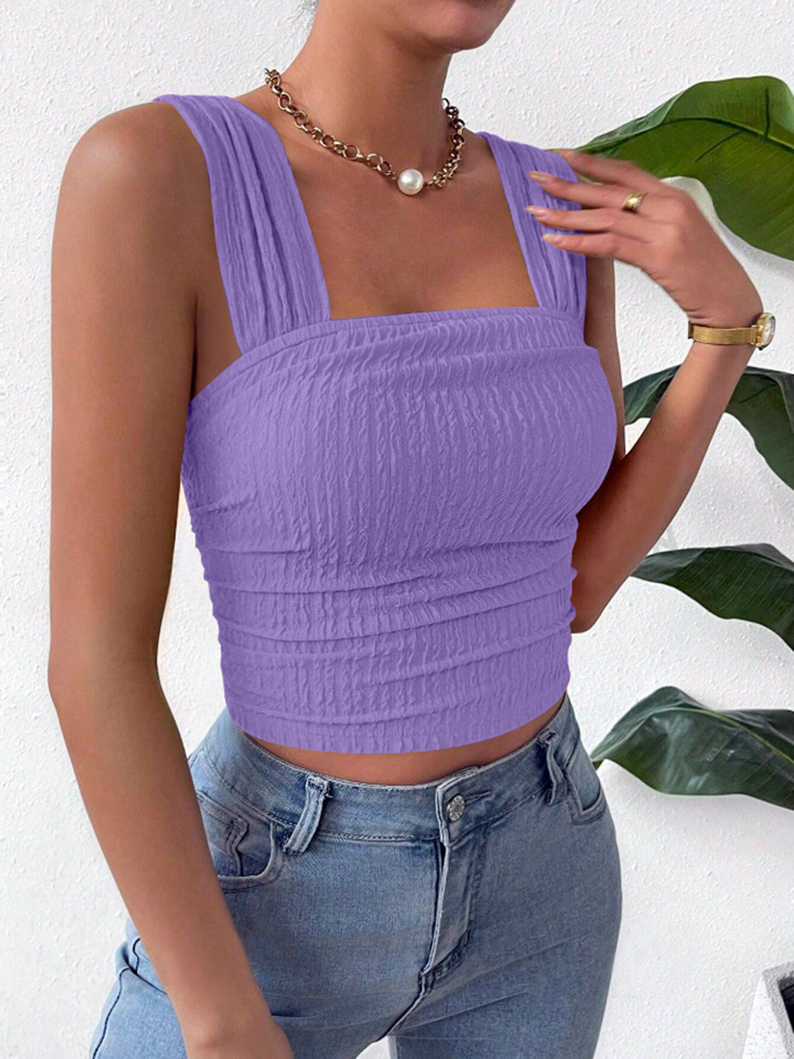 Textured Square Neck Tank