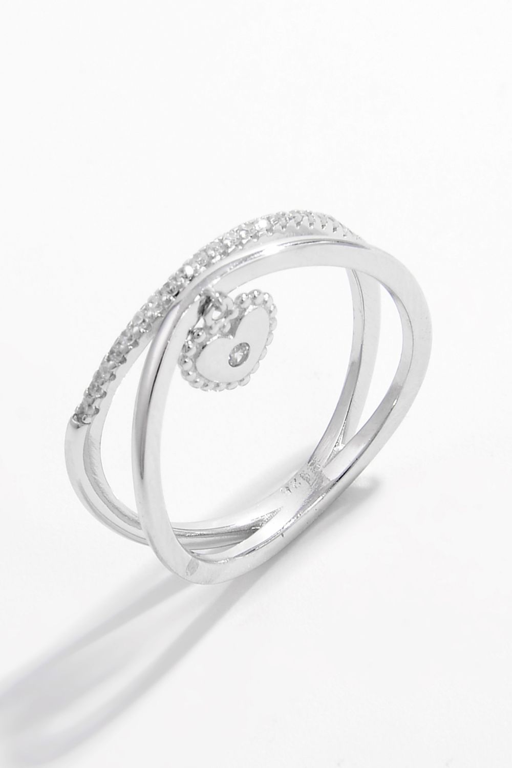 Silver Dangle Heart Ring