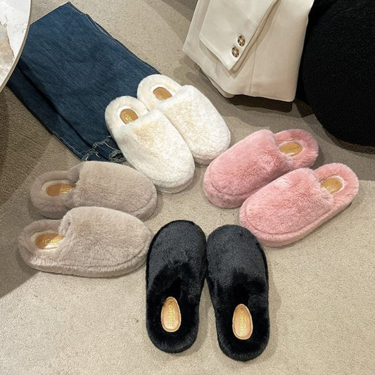 Fuzzy Round Toe Faux Fur Slippers