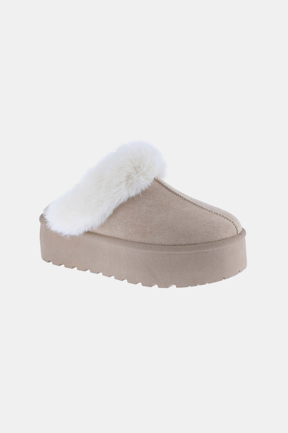 UGG Inspired Fur Trim Slippers - Taupe