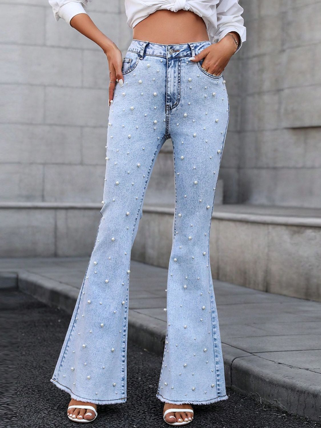 Pearl Studded Bootcut Jeans