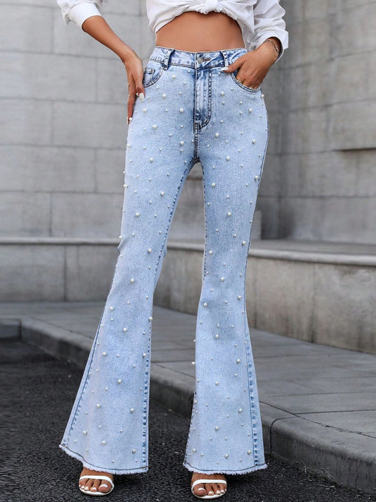 Pearl Studded Bootcut Jeans