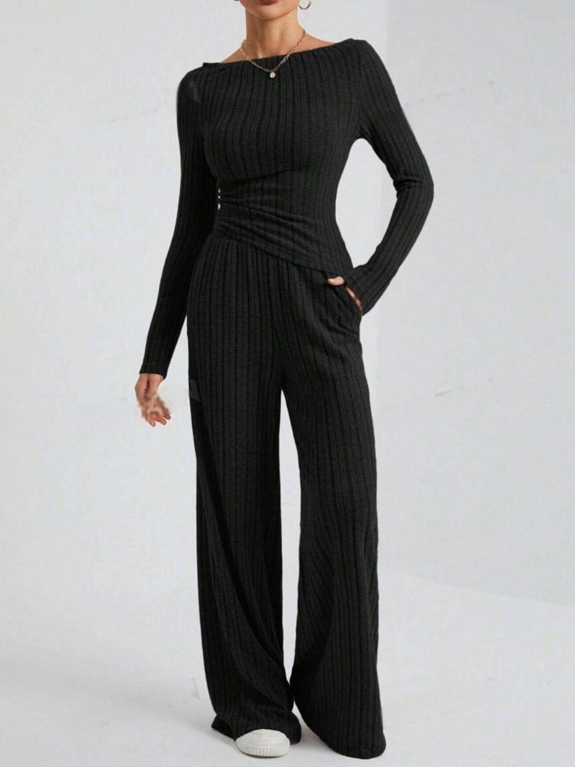 Ribbed Off-Shoulder Set