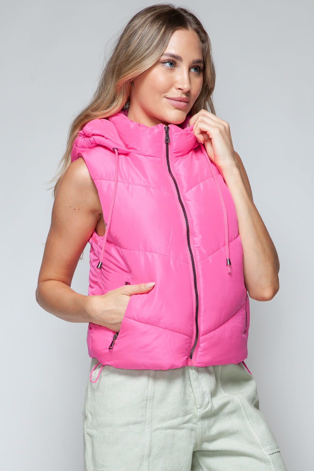 Barbie Pink Quilted Hooded Vest
