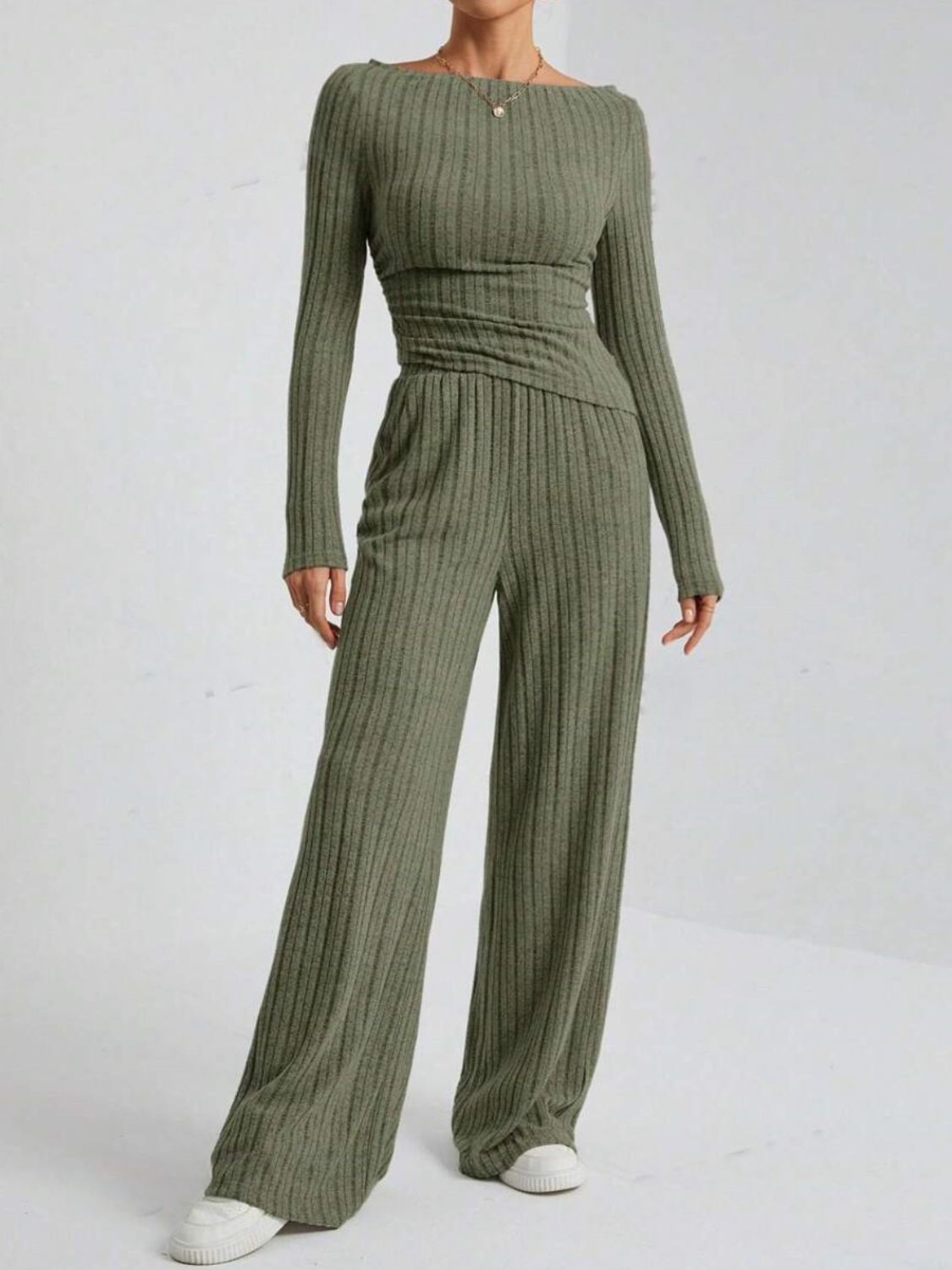Ribbed Off-Shoulder Set