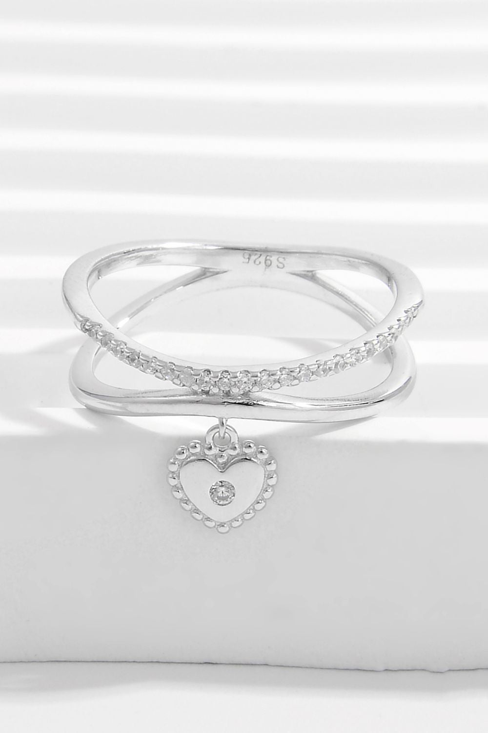 Silver Dangle Heart Ring