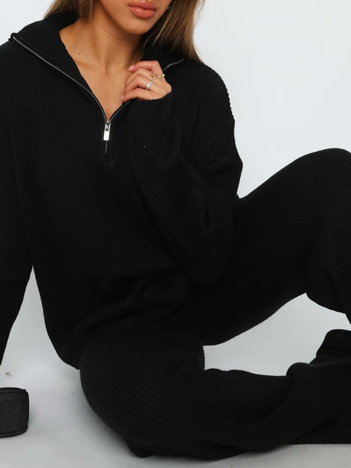 Quarter Zip Cozy Top and Pants Set