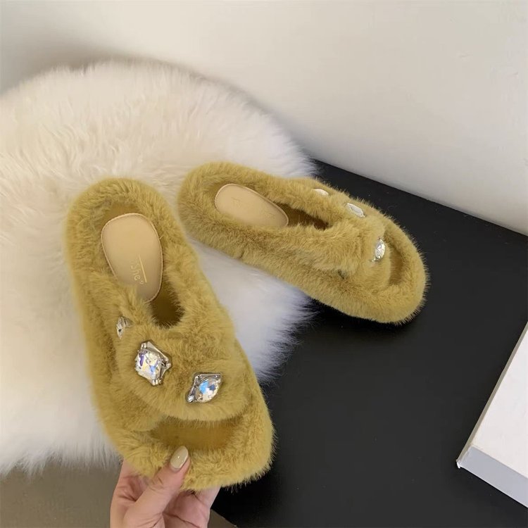 Crisscross Rhinestone Slippers