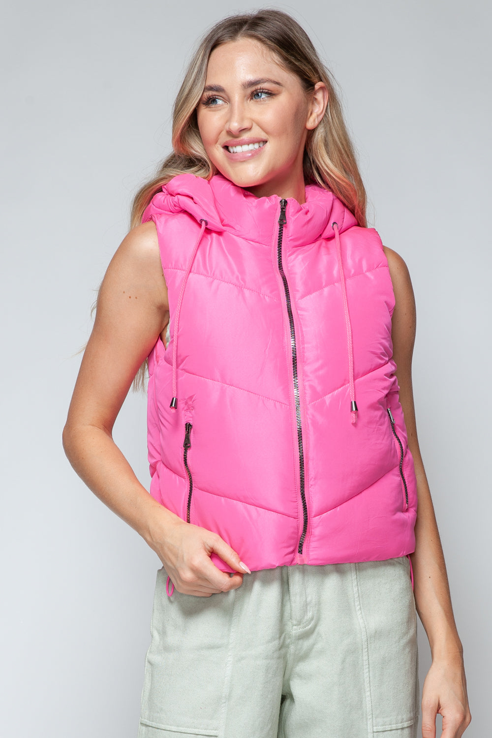Barbie Pink Quilted Hooded Vest