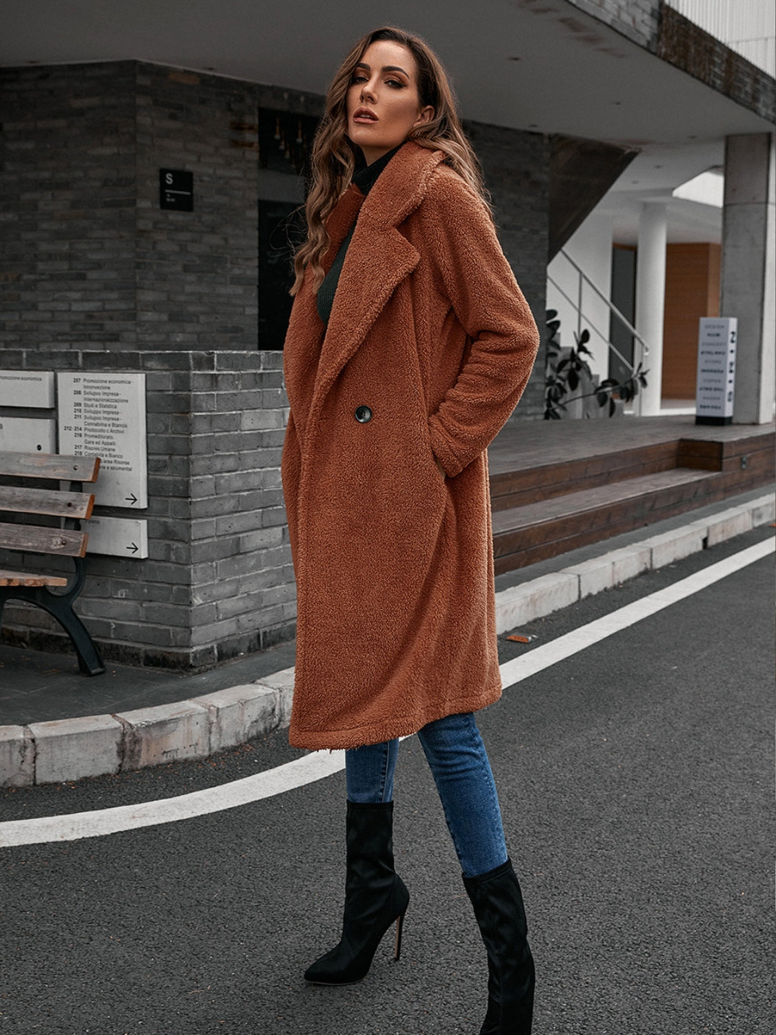 Collared Neck Teddy Coat