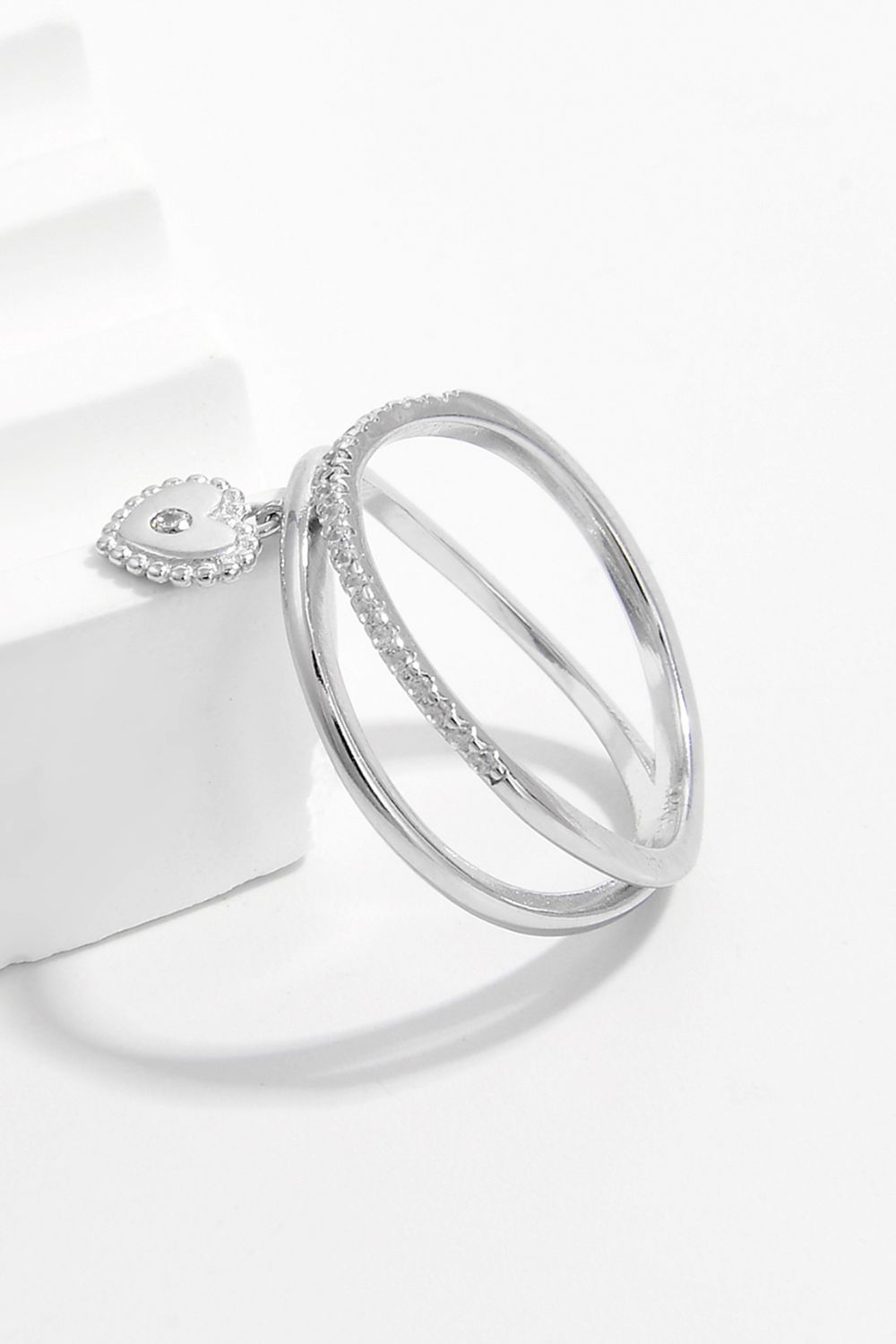 Silver Dangle Heart Ring
