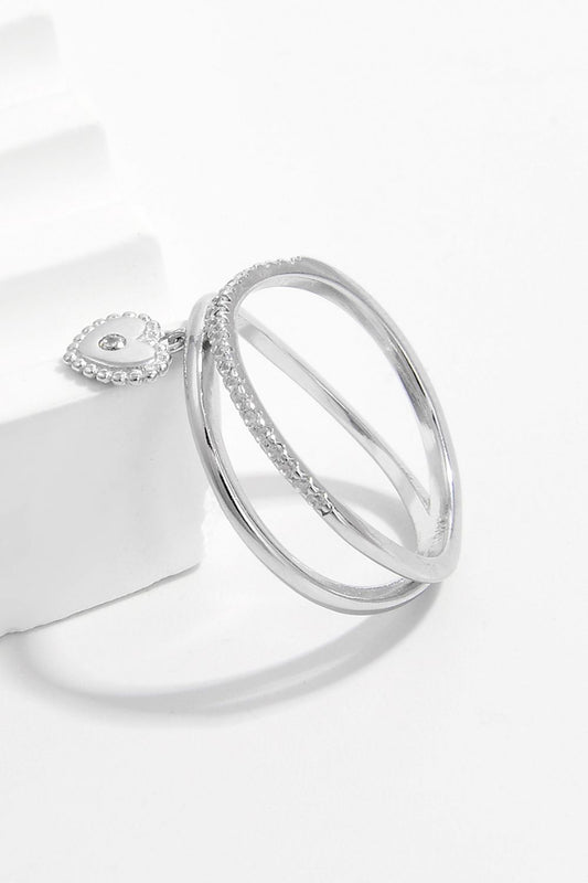 Silver Dangle Heart Ring