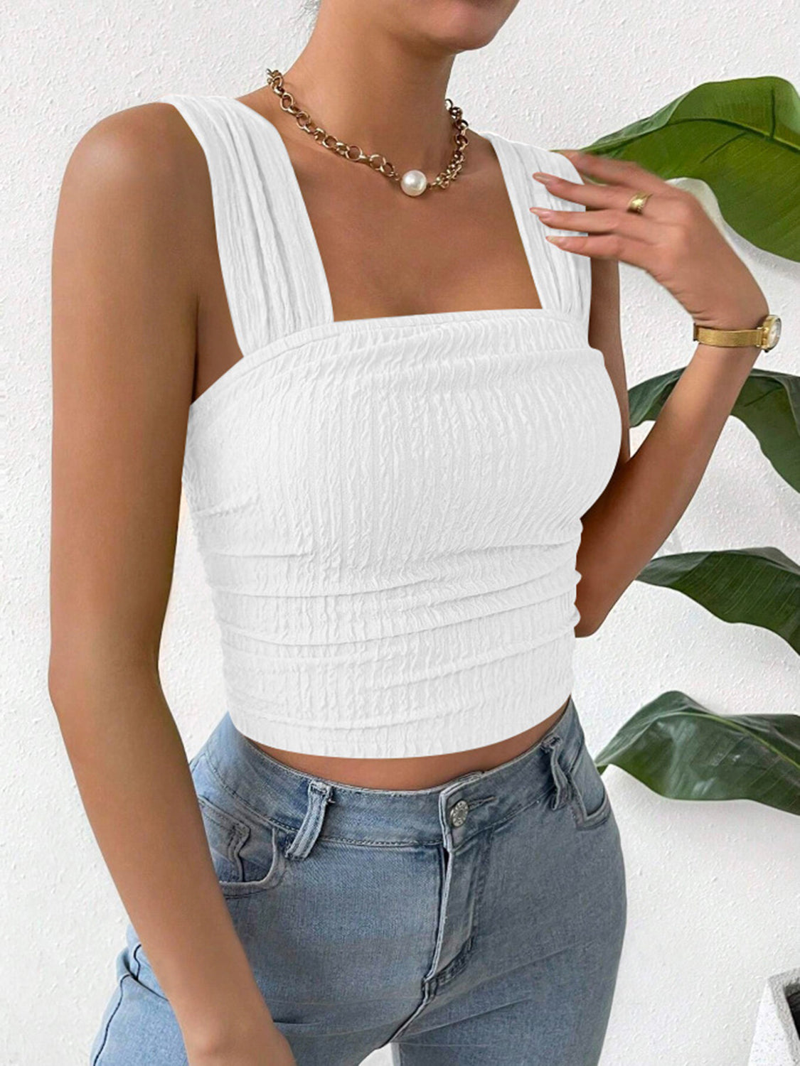 Textured Square Neck Tank
