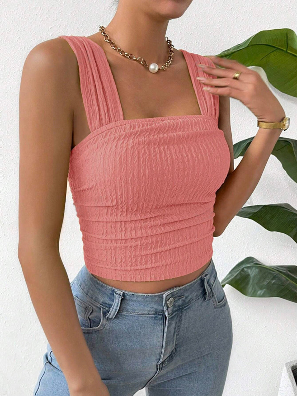 Textured Square Neck Tank