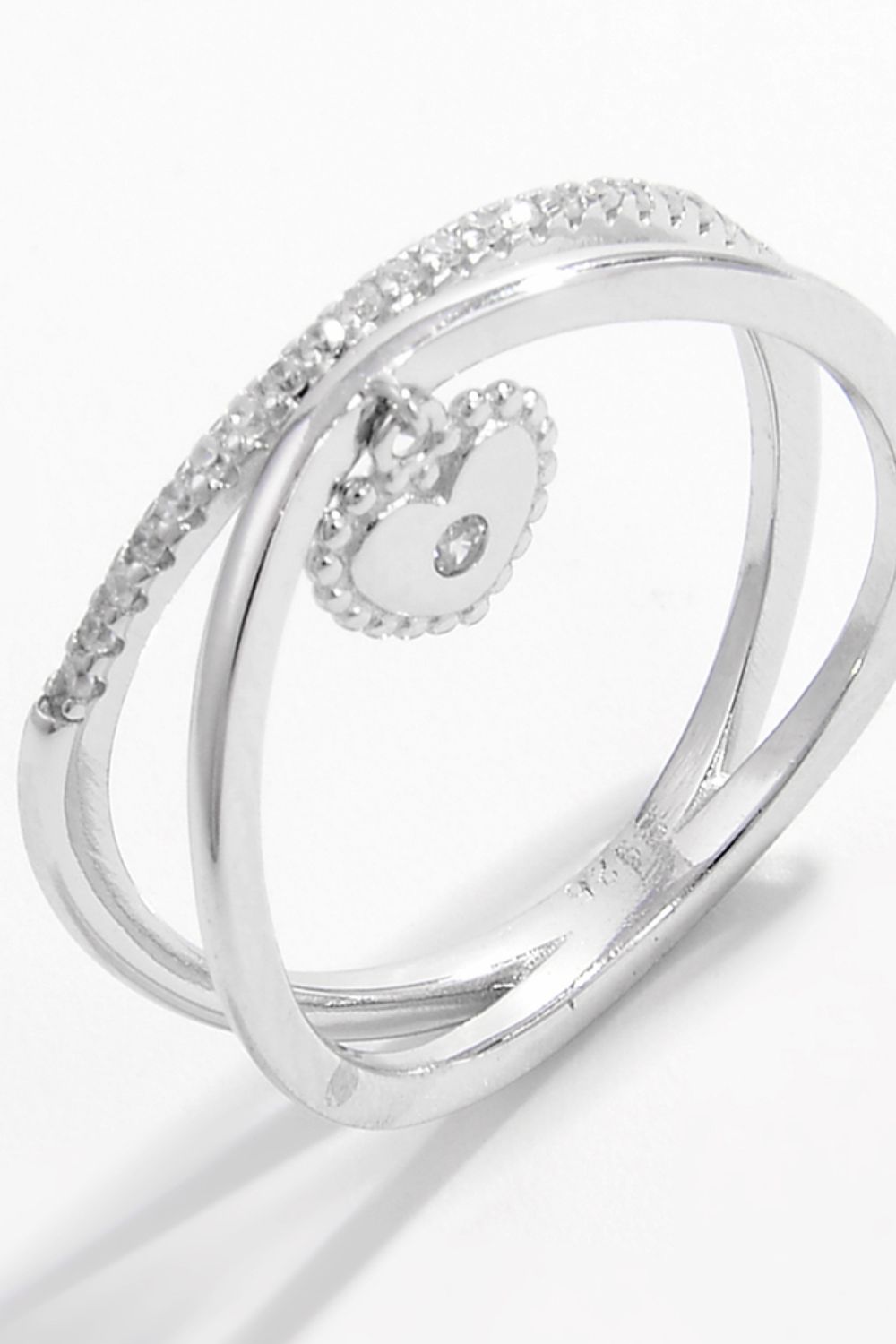 Silver Dangle Heart Ring