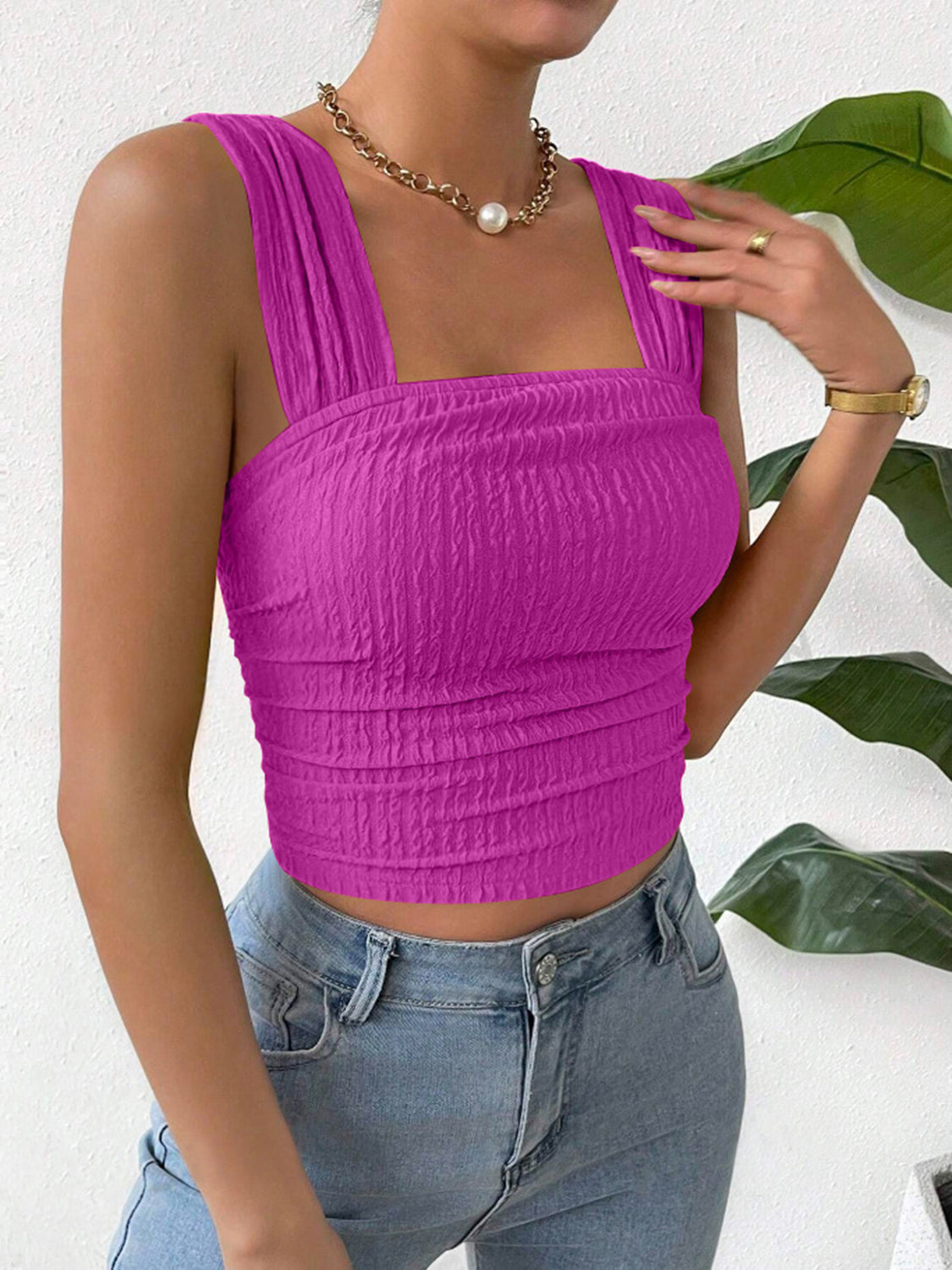Textured Square Neck Tank