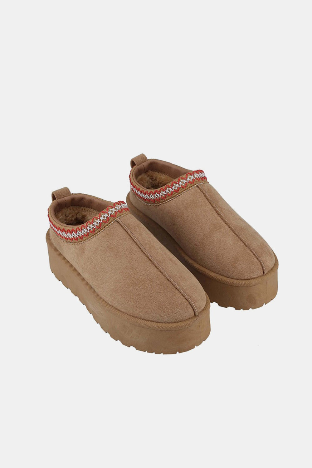 UGG Inspired Platform Slipper Boots - Tan