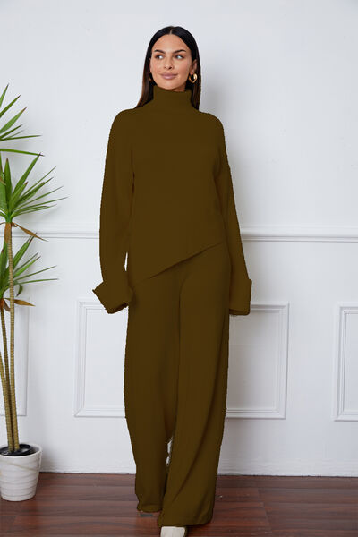 Turtleneck Asymmetrical Sweater Set