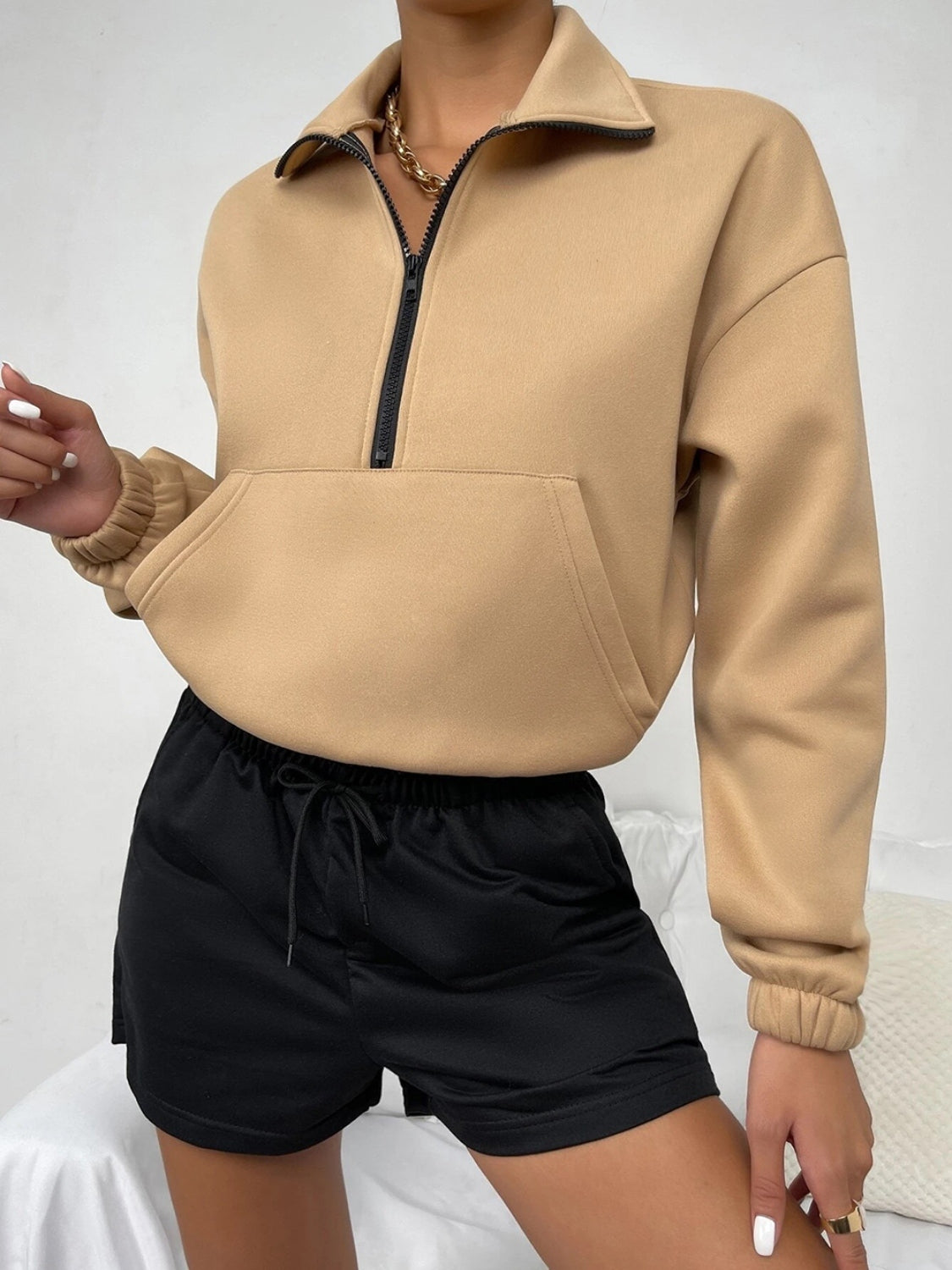 Half-Zip Collared Sweatshirt
