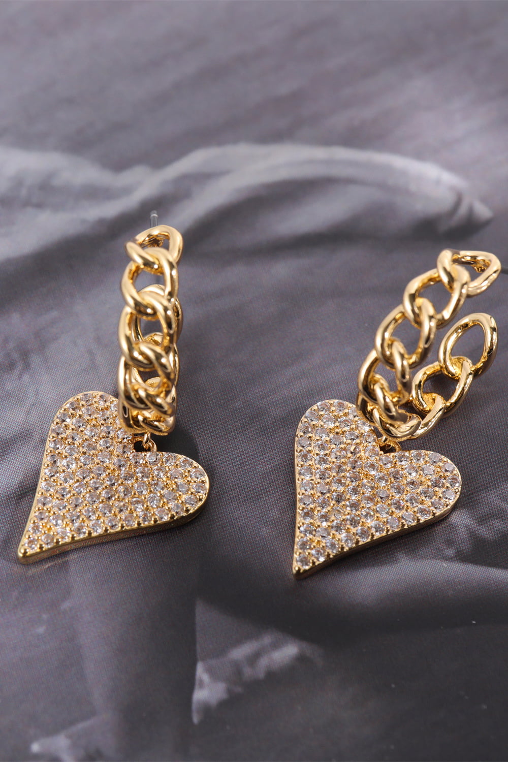 Heart C-Hoop Drop Earrings