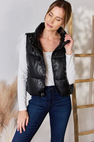 Faux Leather Vest Jacket