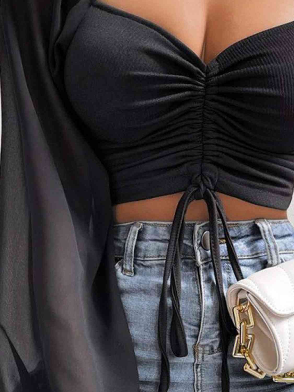 Drawstring Sweetheart Cropped Top