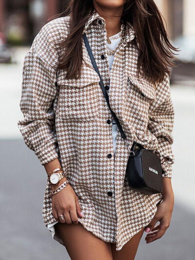 Houndstooth Dropped Shoulder Jacket