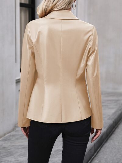 Buttoned Faux Leather Blazer