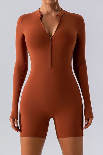 Half Zip Long Sleeve Romper