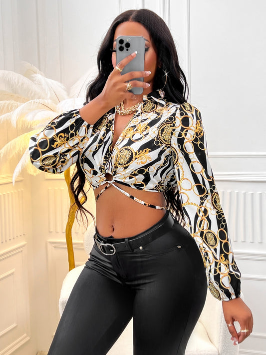 Gold Rings Cropped Blouse