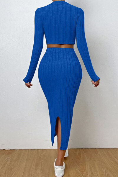 Long Sleeve Crop Top & Skirt Set