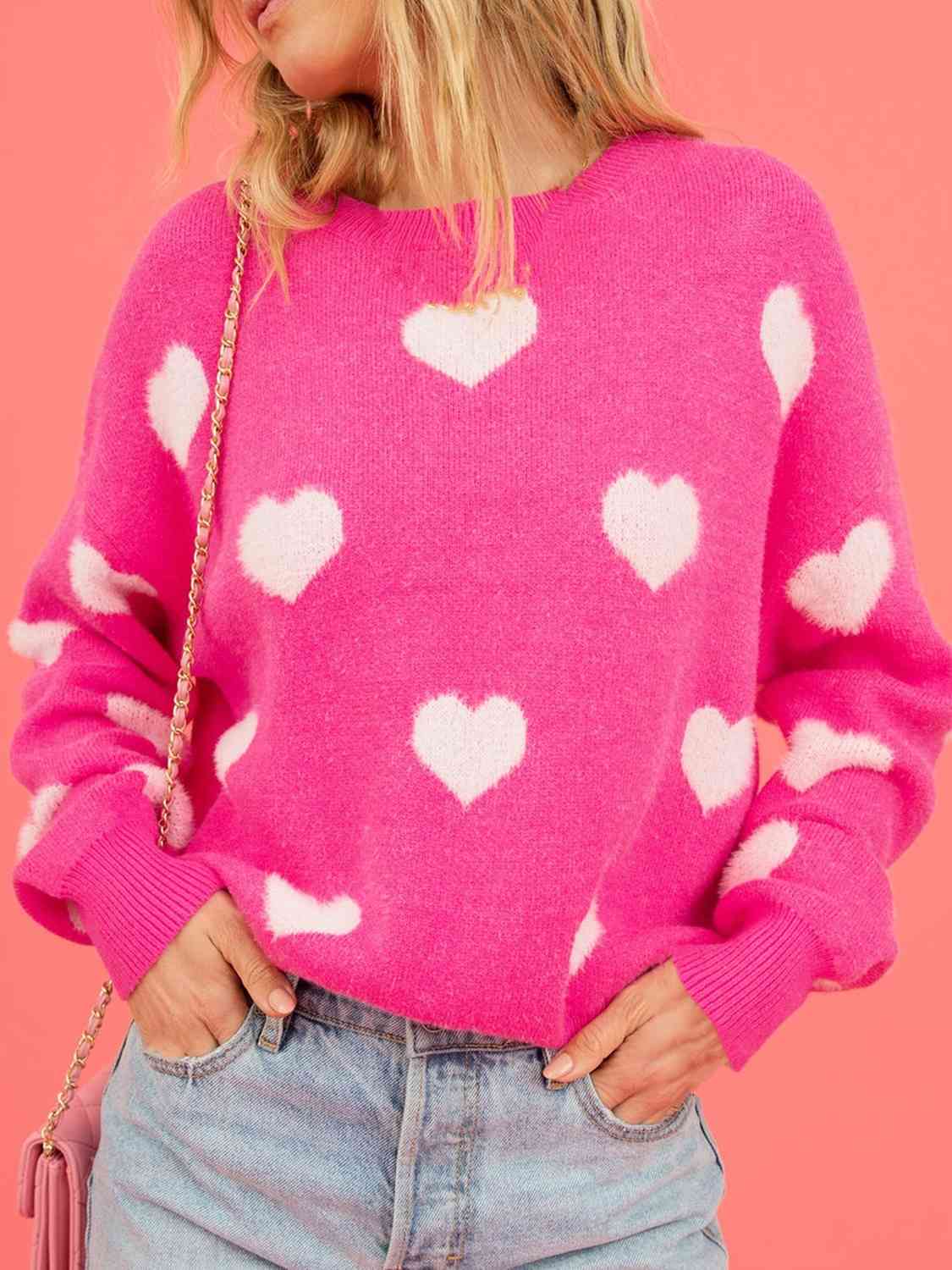 Hot Pink Heart Sweater