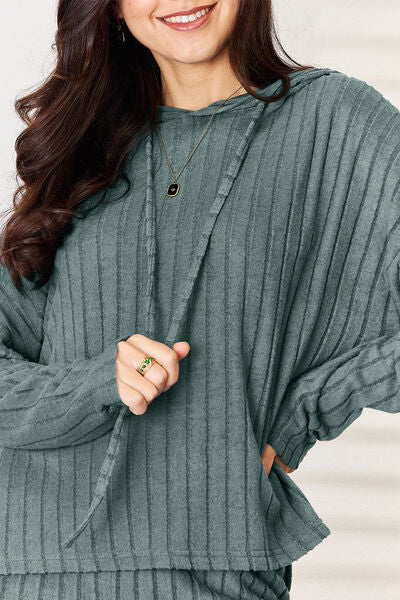 Ribbed Hoodie and Pants Set